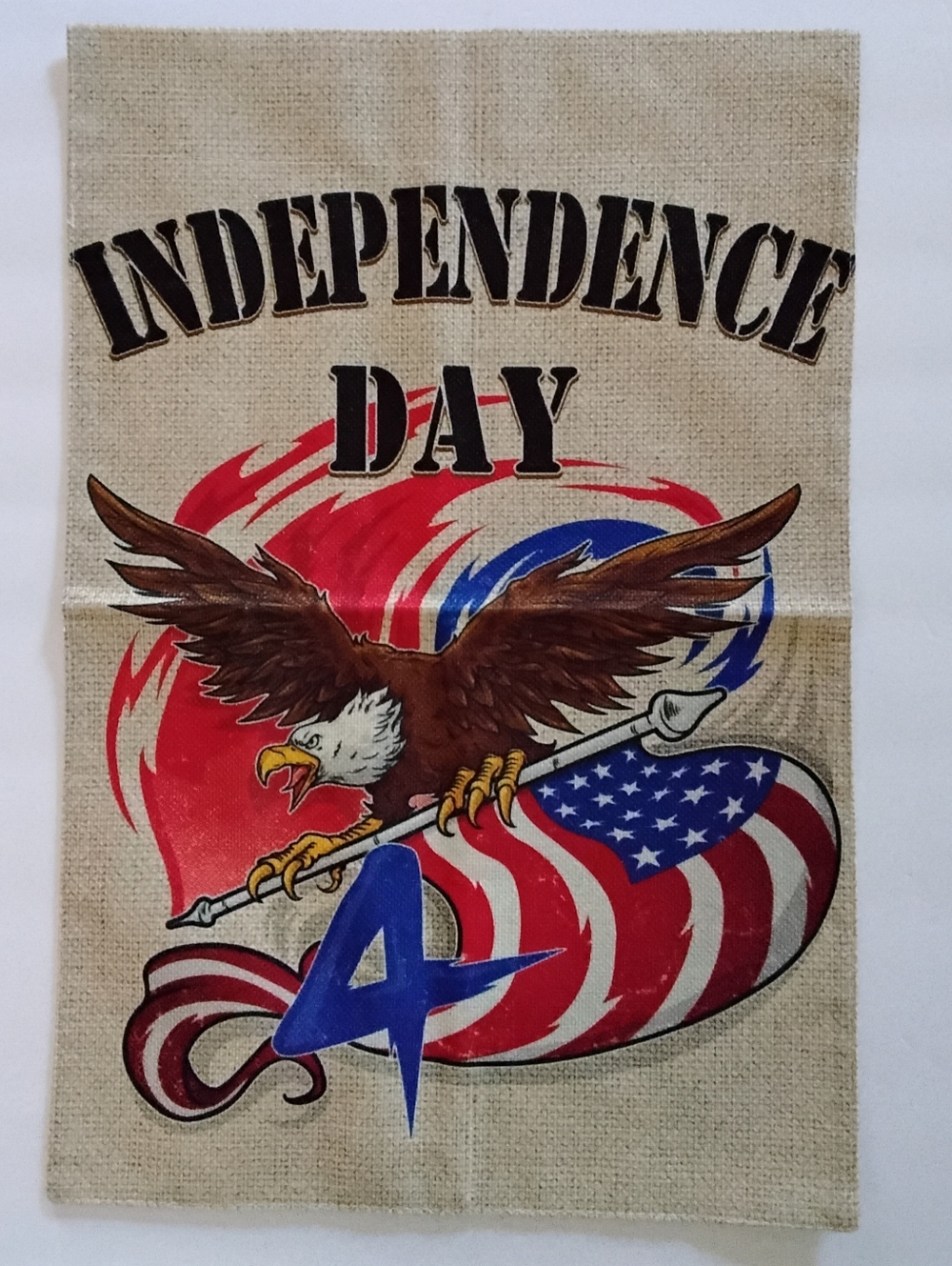 4th Of July Themed Burlap Double-sided Garden Flag. Brand New.